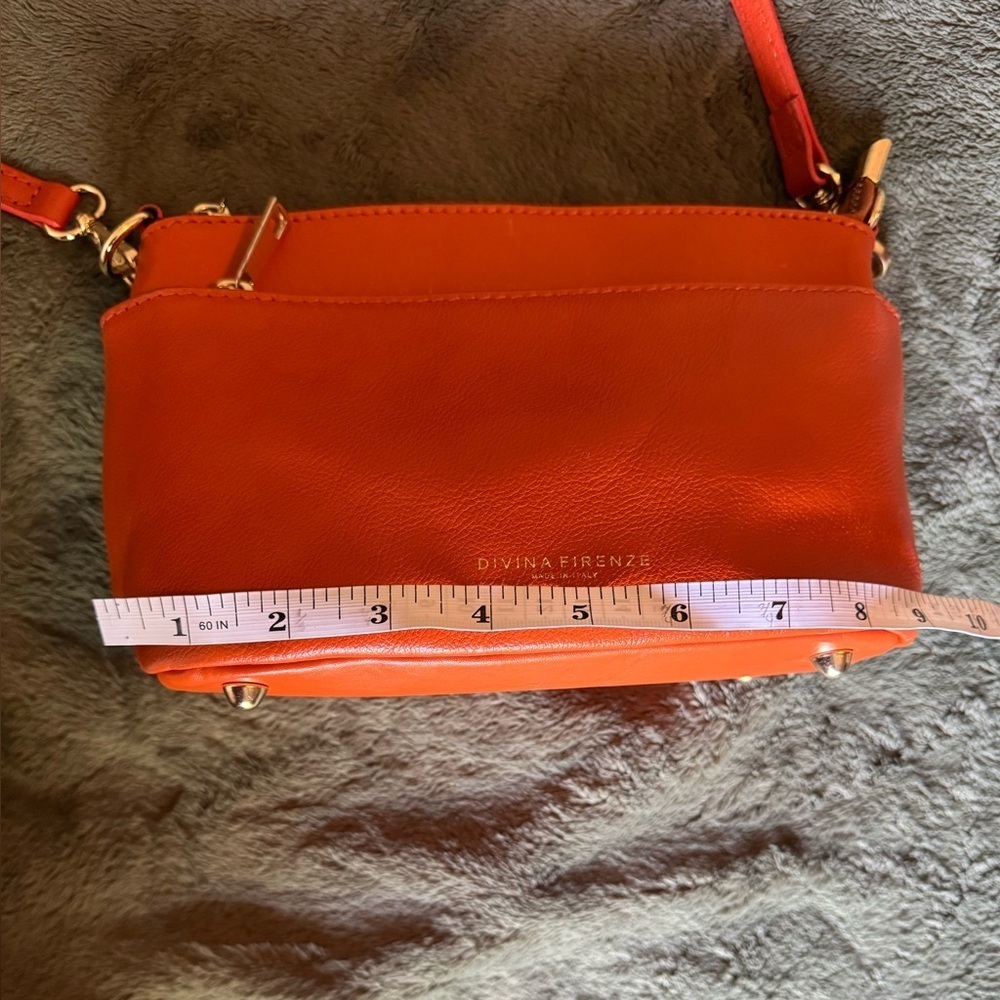 Divina Firenze Lilla Orange Handmade Leather Bag Italy. 100% Leather - Picture 6 of 12